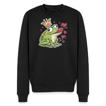 Froschkönig Karneval Fasching Konfetti - Männer Premium Bio Pullover - Schwarz - Vorne - Nico (187cm)