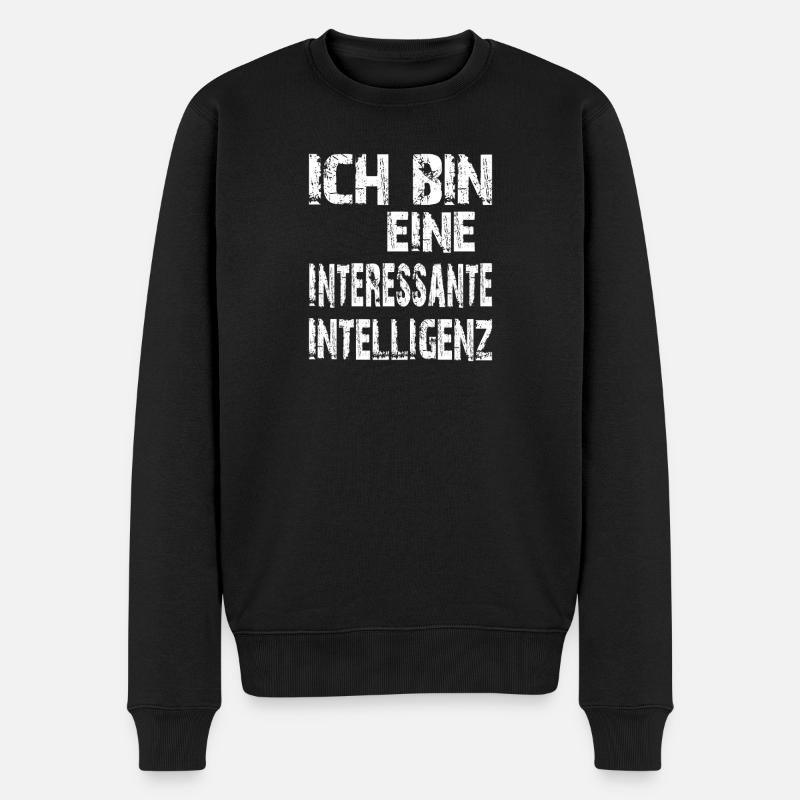 KI Spruch Ich bin eine interessante Intelligenz - Männer Premium Bio Pullover - Schwarz