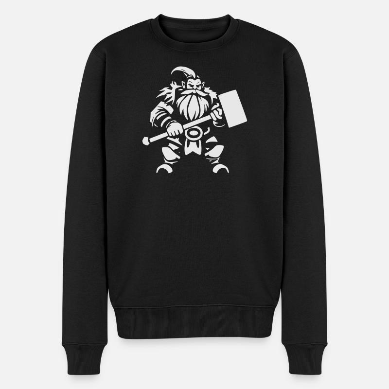 Guerrier Nain avec Marteau de Guerre - Pull Premium bio Homme - noir