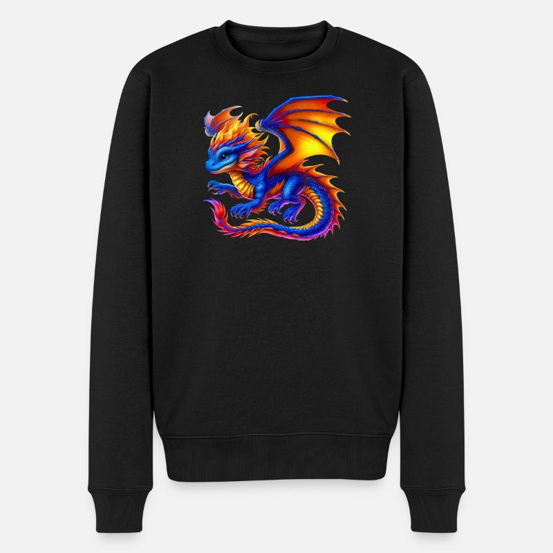 Drache - Männer Premium Bio Pullover - Schwarz