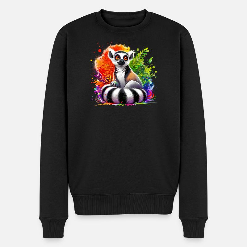Lemur - Männer Premium Bio Pullover - Schwarz
