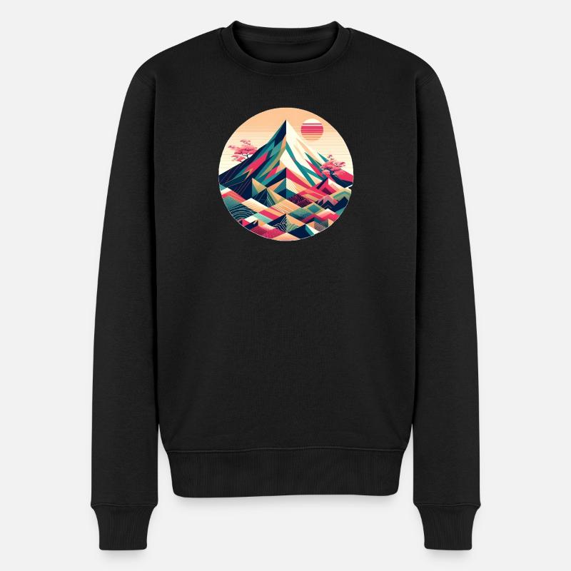 Mont Fuji géométrique - Pull Premium bio Homme - noir