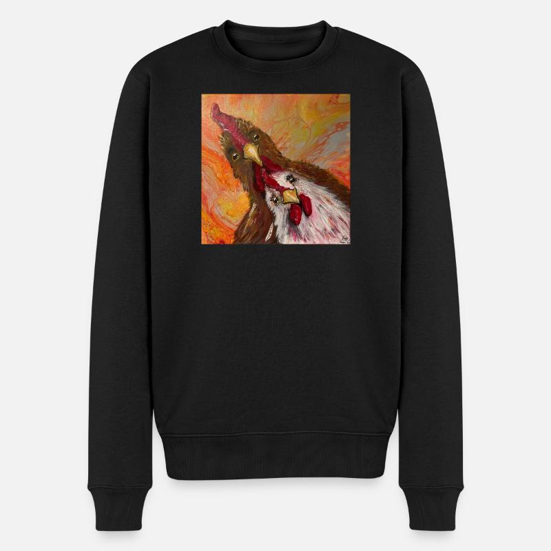 Hahn und Huhn - Männer Premium Bio Pullover - Schwarz