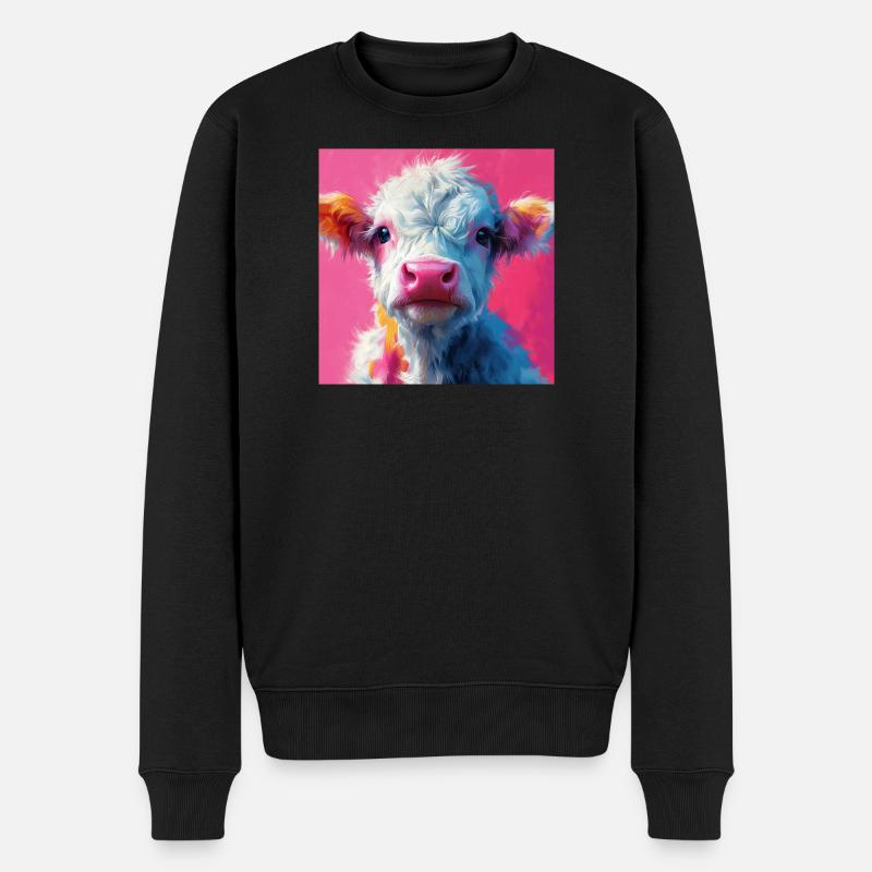 Pink Cow - Männer Premium Bio Pullover - Schwarz