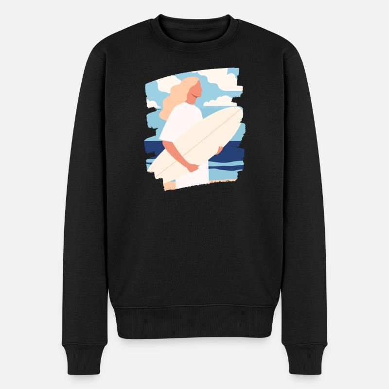 Surfer - Männer Premium Bio Pullover - Schwarz