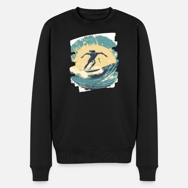 Surfer - Männer Premium Bio Pullover - Schwarz