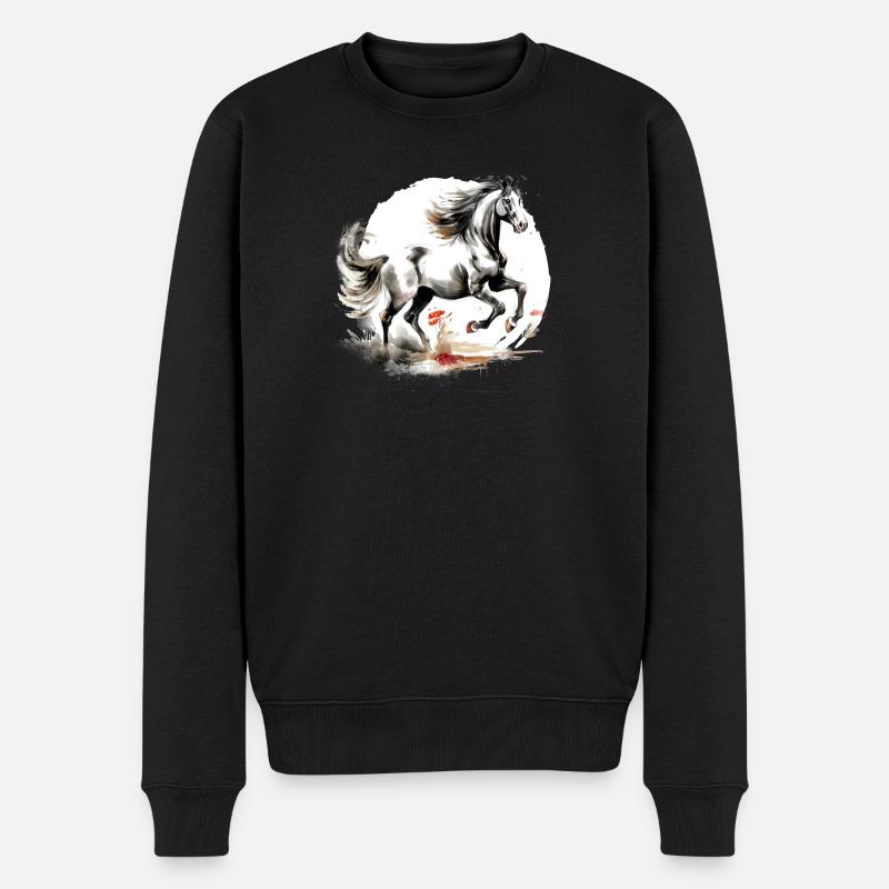Chinesisches Sternzeichen Pferd - Männer Premium Bio Pullover - Schwarz