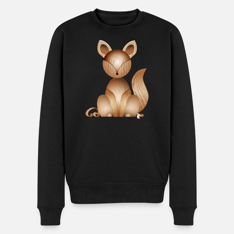 Illustration aspect bois – Renard mignon - Pull Premium bio Homme - noir