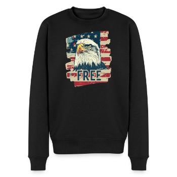 Drapeau américain avec aigle - Pull Premium bio Homme - noir - Devant - Nico (187cm)