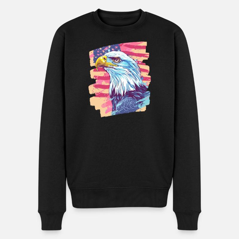 Drapeau américain avec aigle - Pull Premium bio Homme - noir