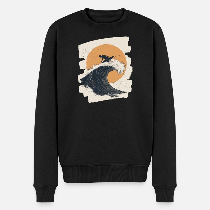 Surfer - Männer Premium Bio Pullover - Schwarz