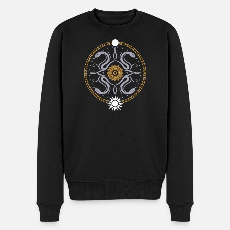 Roue serpentine avec soleil et lune - Pull Premium bio Homme - noir