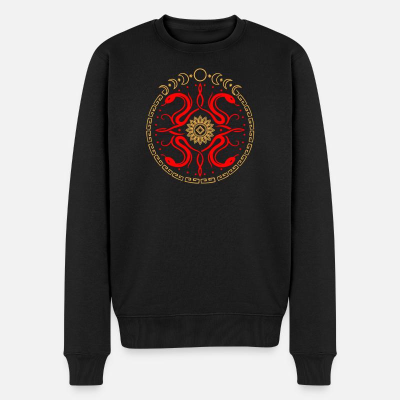Schlangen Rad mit Mondphasen - Männer Premium Bio Pullover - Schwarz