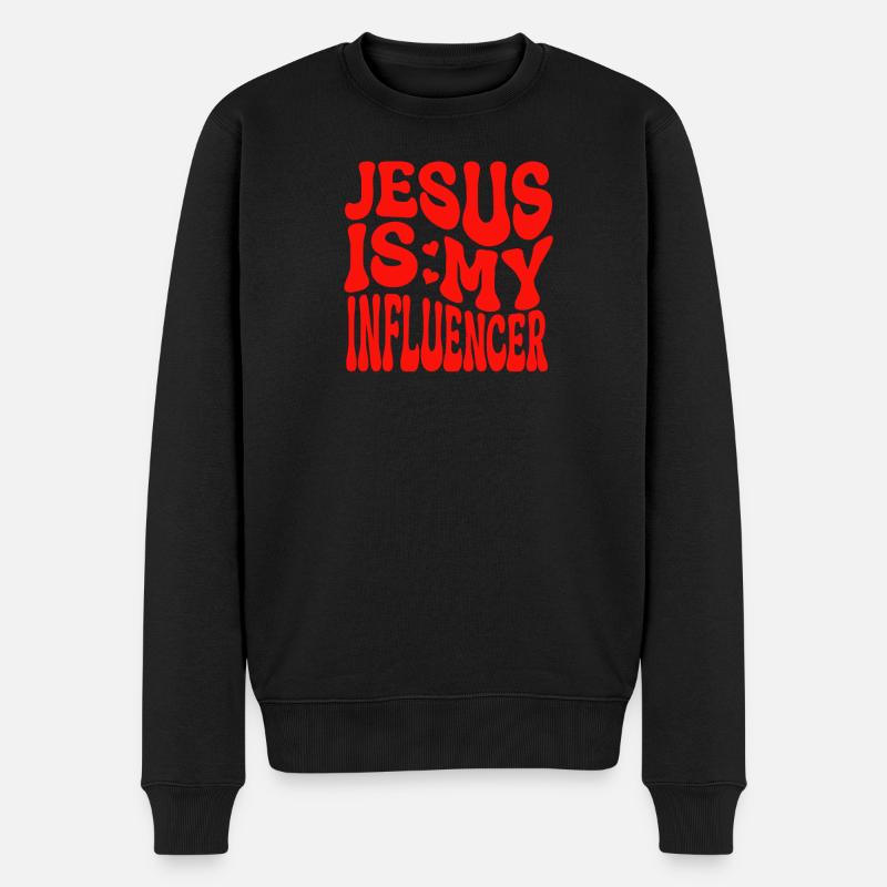 Jesus Ist mein Influencer - Christlicher Glaube - Männer Premium Bio Pullover - Schwarz
