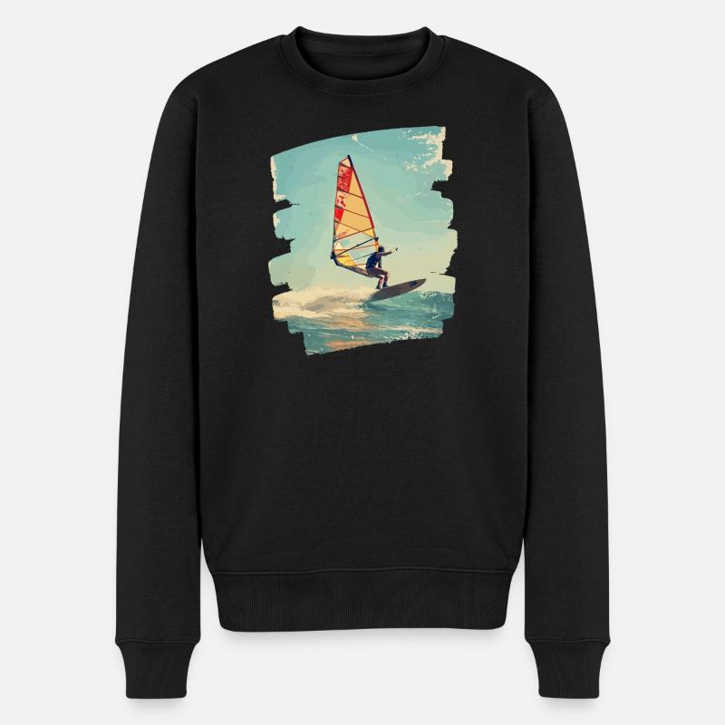 Windsurfer Windsurfing Surfen Wassersport - Männer Premium Bio Pullover - Schwarz