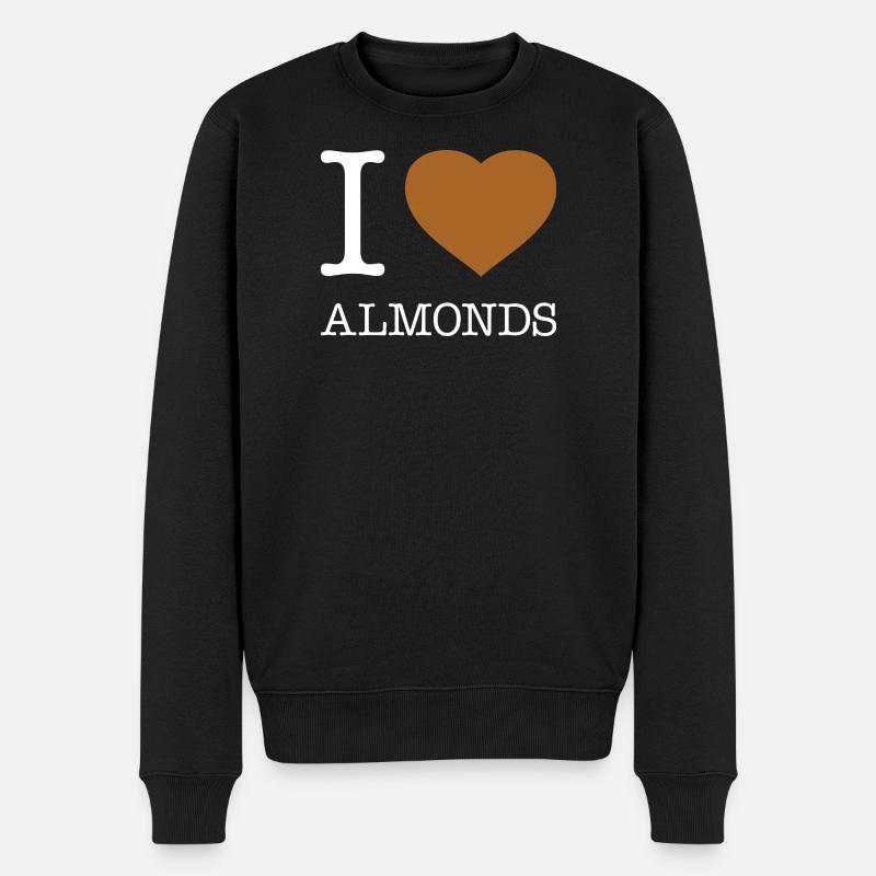 I LOVE ALMONDS - Männer Premium Bio Pullover - Schwarz