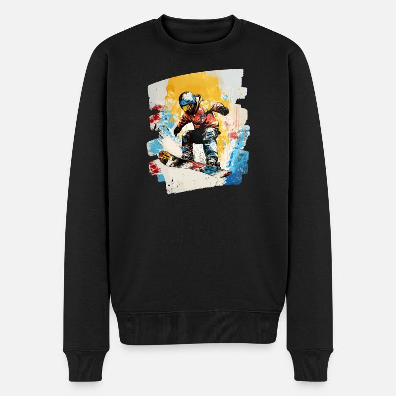 Snowboarder poudreuse - Pull Premium bio Homme - noir