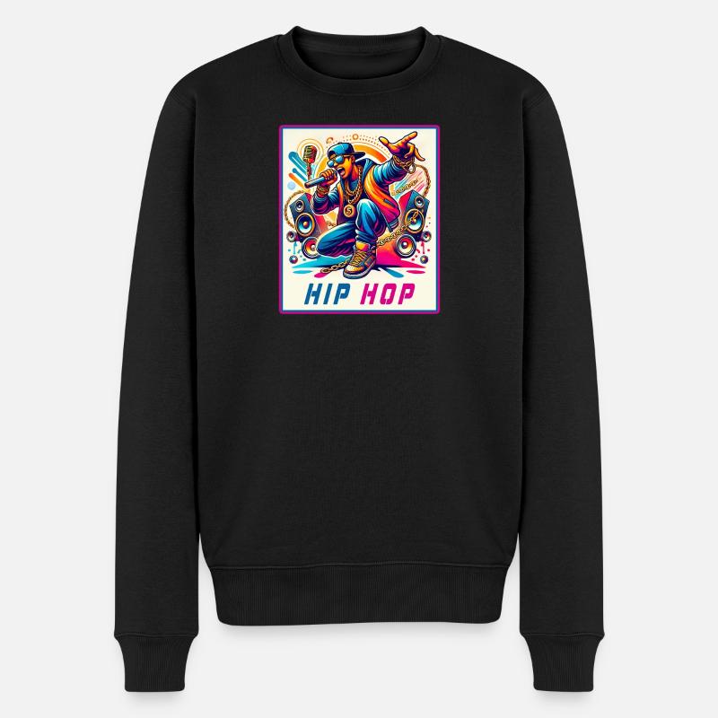 Hip-Hop Vibes – Rappeur avec micro - Pull Premium bio Homme - noir