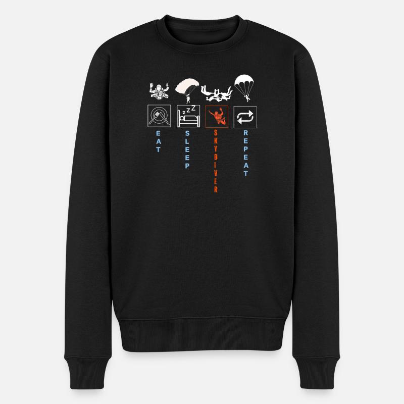 Dynamische Fallschirmspringer-Silhouette Illustration - Männer Premium Bio Pullover - Schwarz
