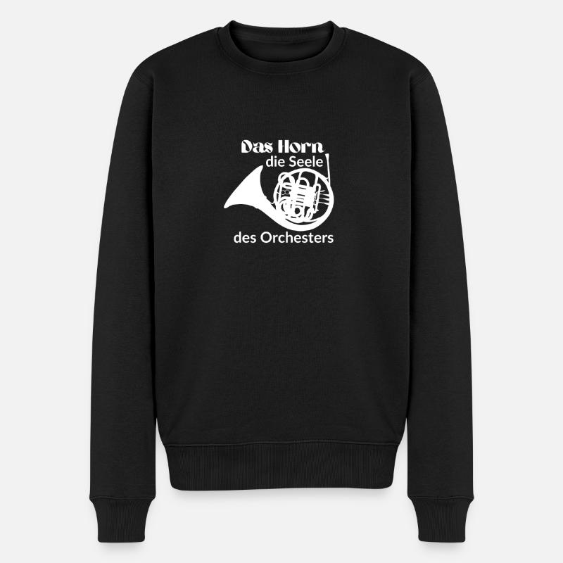 Das Horn Die Seele Des Orchesters Waldhorn - Männer Premium Bio Pullover - Schwarz
