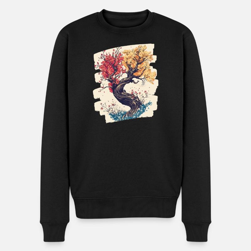 Printemps Printemps Début Fleur Fleurs - Pull Premium bio Homme - noir