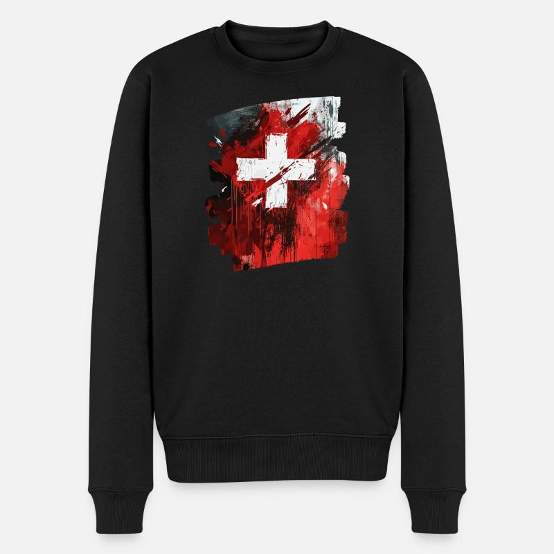 Schweizer Flagge Schweiz - Männer Premium Bio Pullover - Schwarz