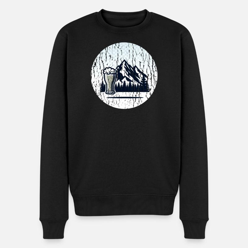Berglandschaft mit Bierglas - Männer Premium Bio Pullover - Schwarz