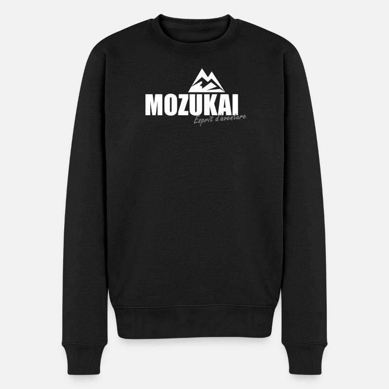 Logo blanc MOZUKAI OFFICIEL - Pull Premium bio Homme - noir