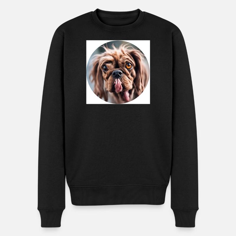 Hässlicher Hund Rundausschnitt - Männer Premium Bio Pullover - Schwarz