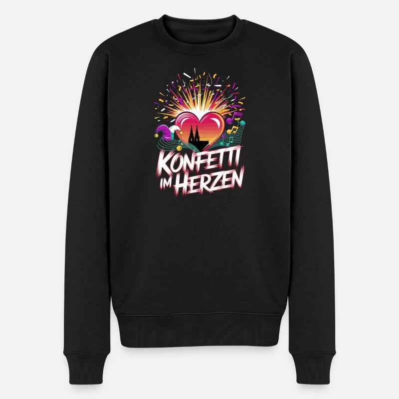 Köln Konfetti Im Herzen Karneval Herz Kölner Köln - Männer Premium Bio Pullover - Schwarz