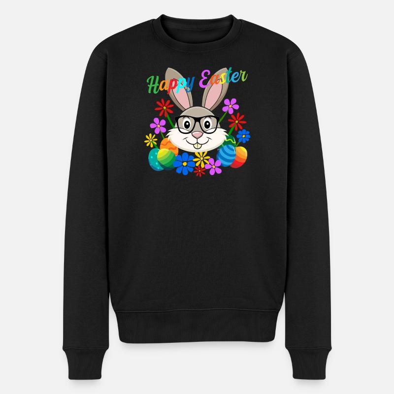 Frohe Ostern Osterhase - Männer Premium Bio Pullover - Schwarz