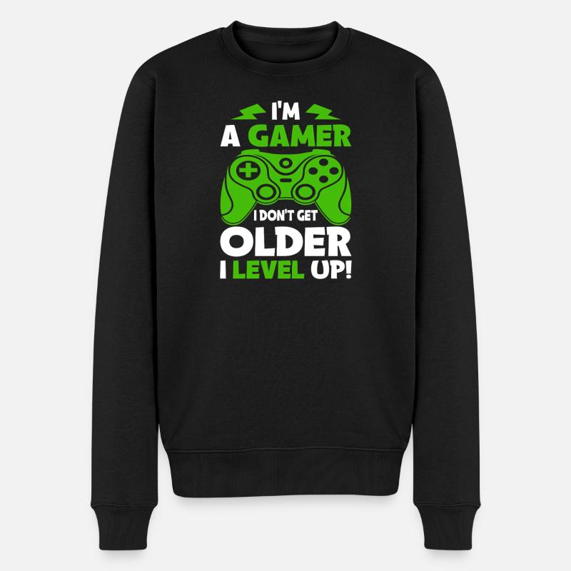 I Don’t Get Older I Level Up – Funny Gaming Motiv - Männer Premium Bio Pullover - Schwarz