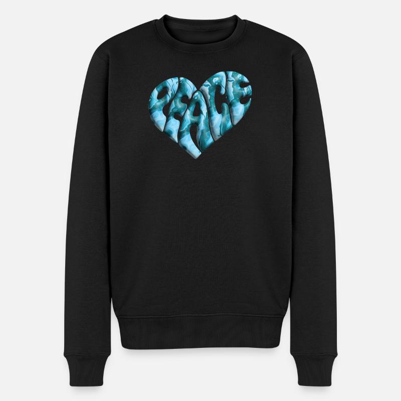 Peace Herz 3d marmoriert - Männer Premium Bio Pullover - Schwarz