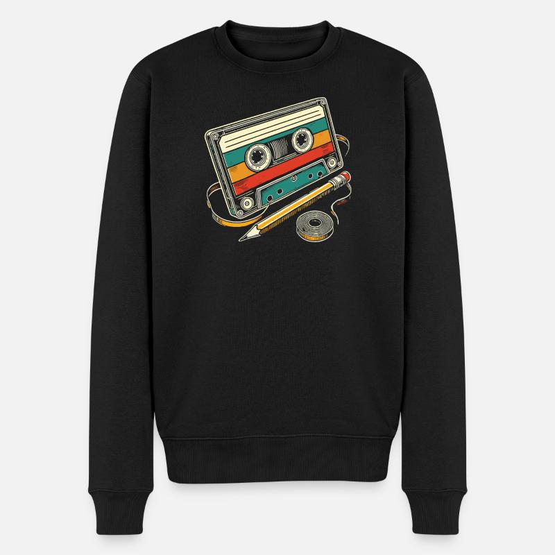 Vintage-Kassette - Männer Premium Bio Pullover - Schwarz