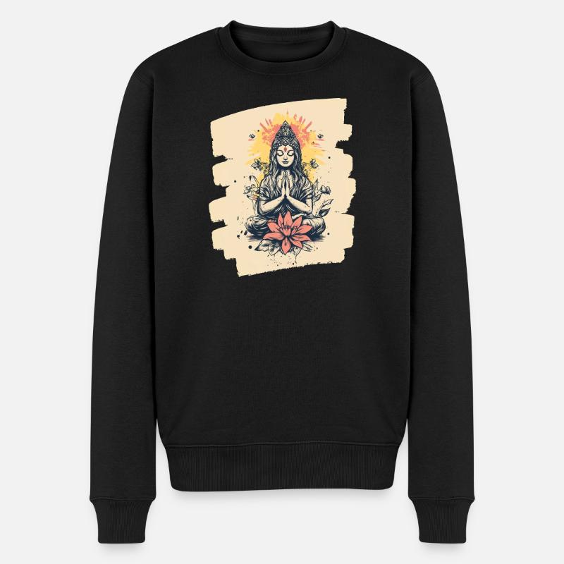 Yoga Namaste Meditation - Männer Premium Bio Pullover - Schwarz