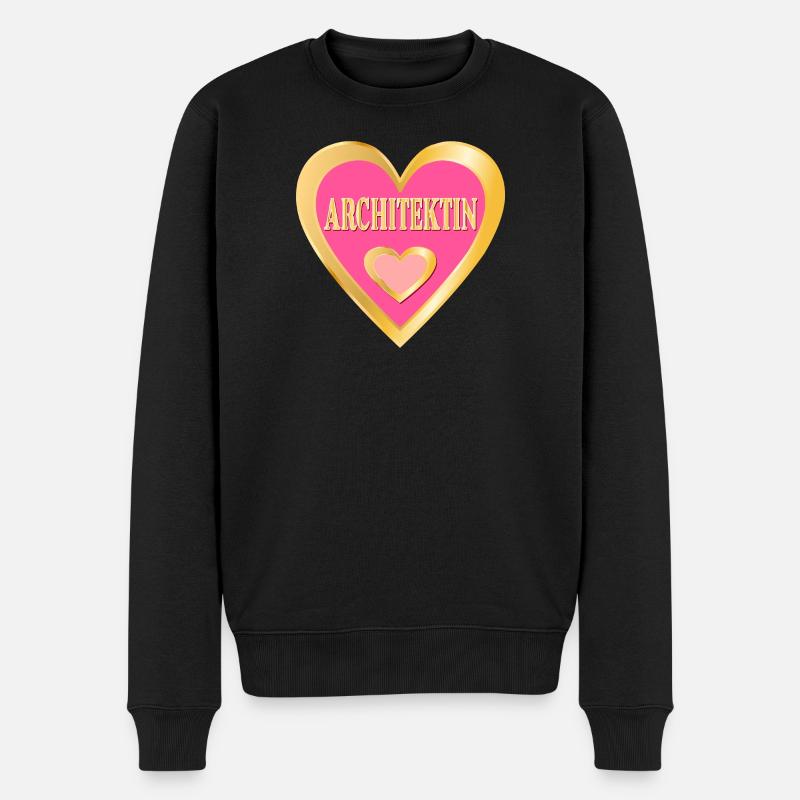 ARCHITEKTIN HERZ ARCHITEKTUR - Männer Premium Bio Pullover - Schwarz