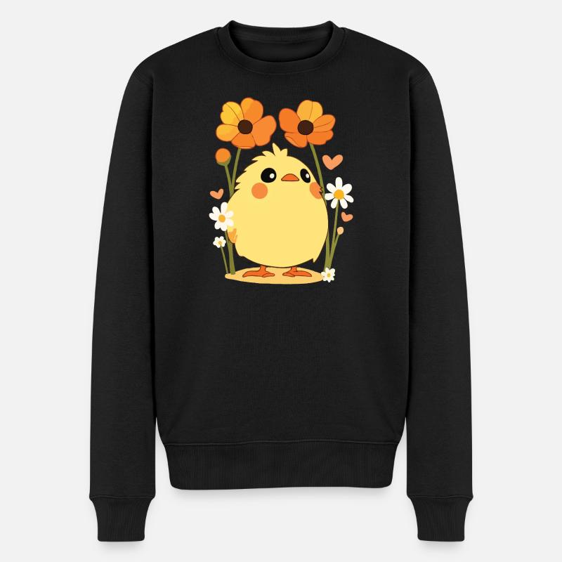 Küken Frühling Blumen Sommer Ostern Garten - Männer Premium Bio Pullover - Schwarz