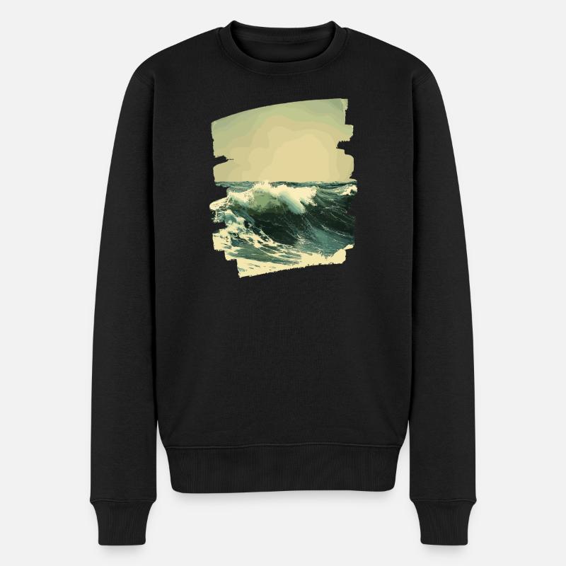 Les vagues et la mer - Pull Premium bio Homme - noir