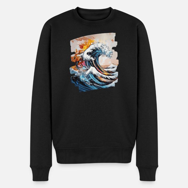 Les vagues et la mer - Pull Premium bio Homme - noir