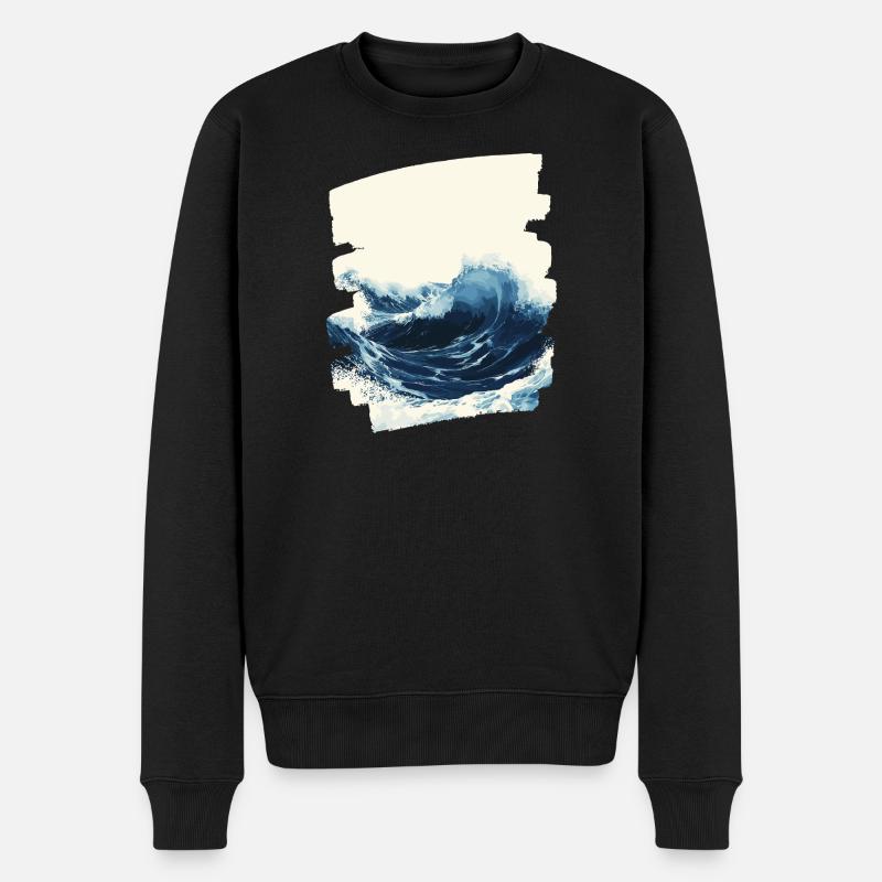 Les vagues et la mer - Pull Premium bio Homme - noir