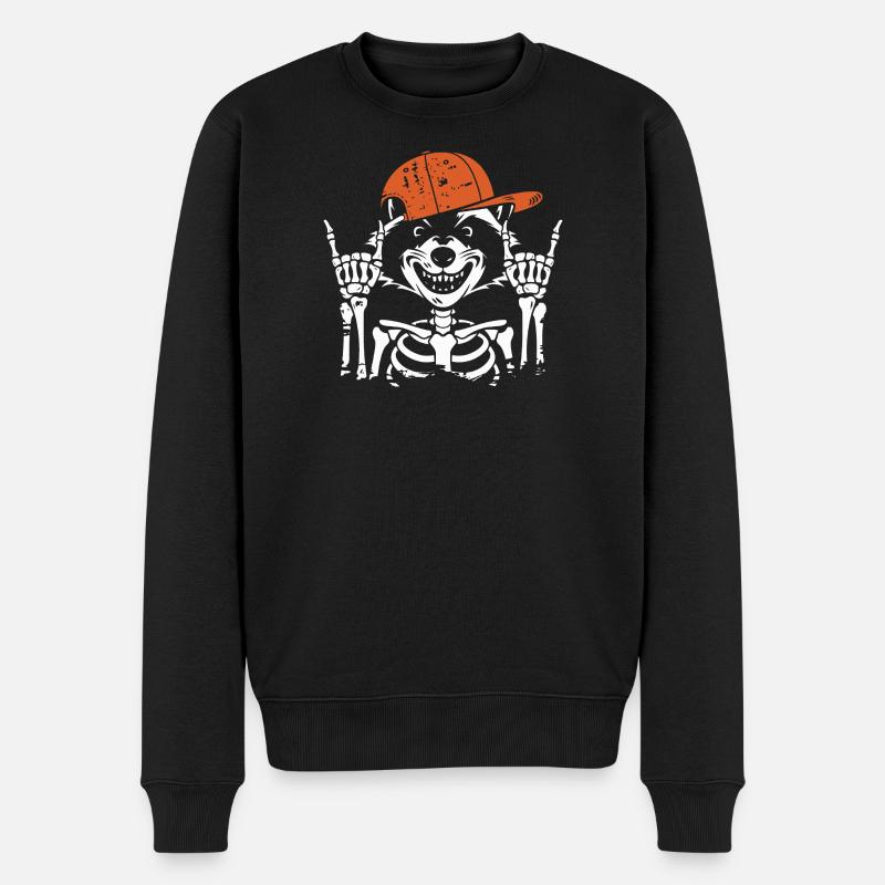 Rocker Waschbär Knochen - Männer Premium Bio Pullover - Schwarz