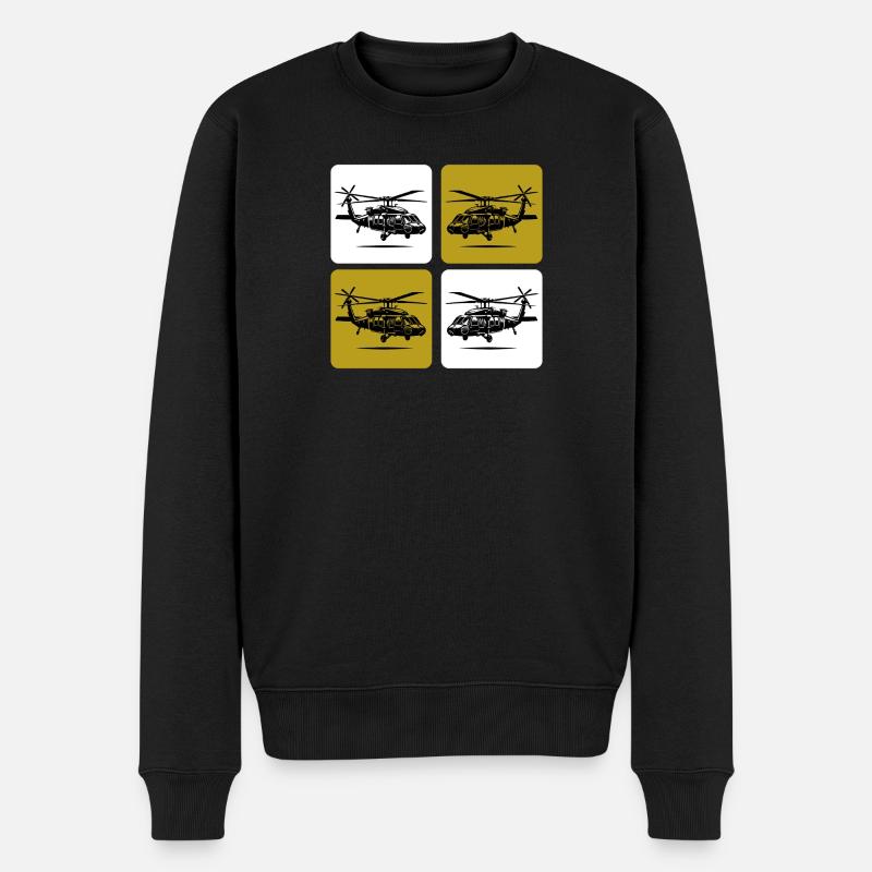 Hélicoptère de l’Armée – Militaire - Pull Premium bio Homme - noir