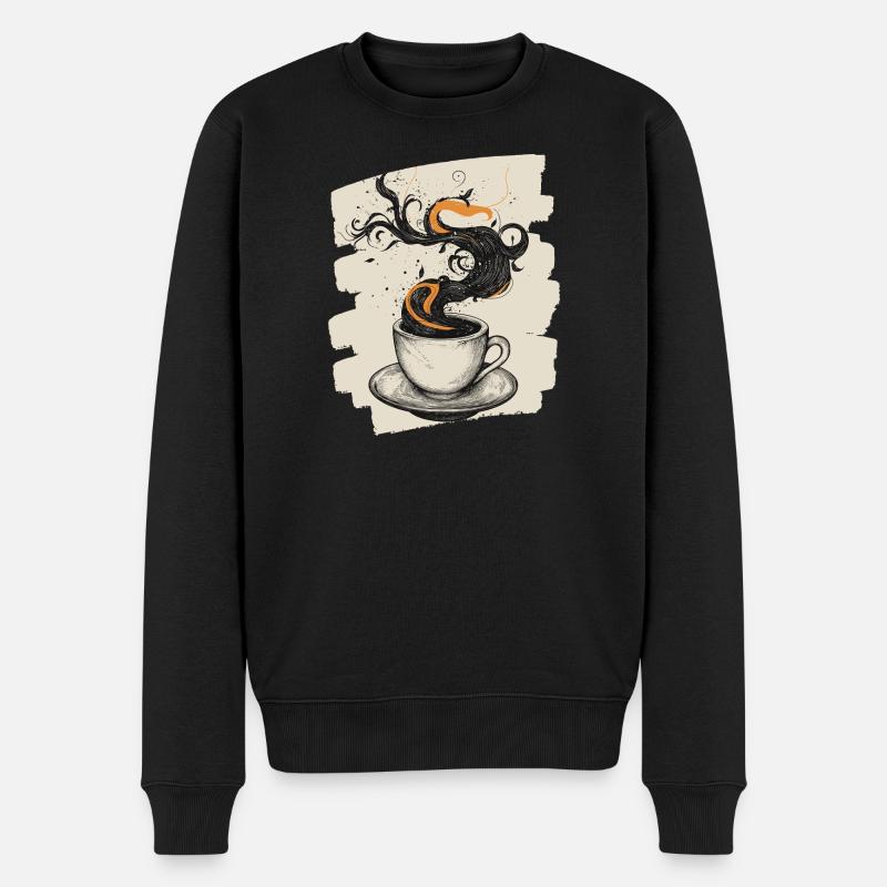 Kaffee Coffee Kaffeeliebhaber - Männer Premium Bio Pullover - Schwarz