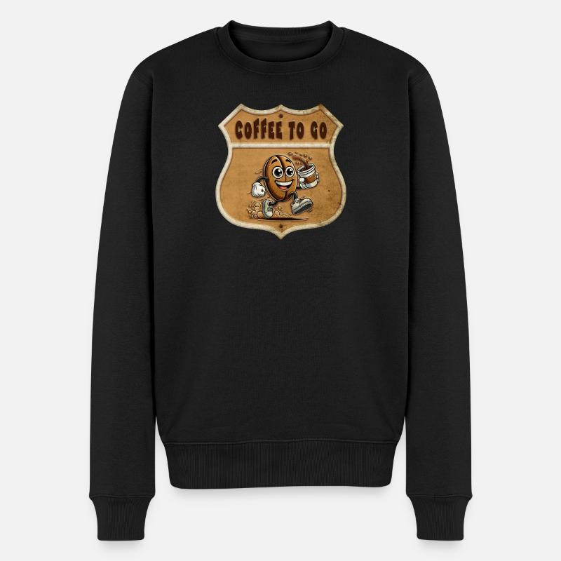 Coffee to Go – Vintage Style - Männer Premium Bio Pullover - Schwarz