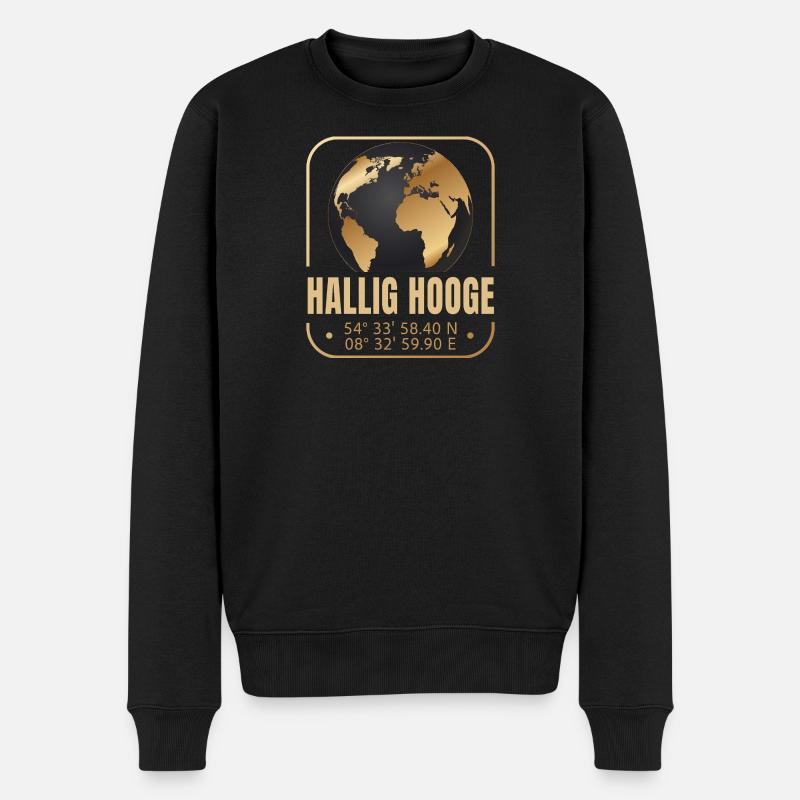 Hallig Hooge - Männer Premium Bio Pullover - Schwarz