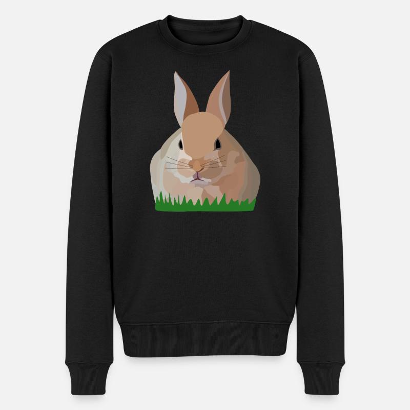 Houx Lapin dans l’herbe - Pull Premium bio Homme - noir