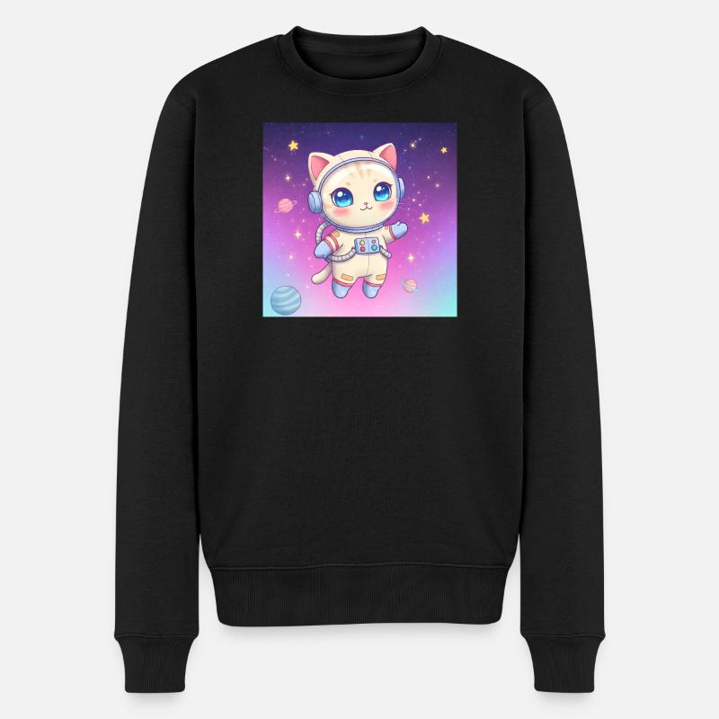Astronaut Kätzchen - Männer Premium Bio Pullover - Schwarz