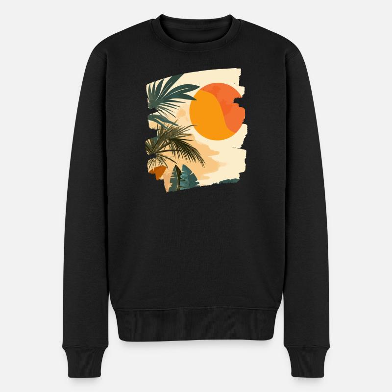 Coucher de soleil sur les palmiers d’été - Pull Premium bio Homme - noir
