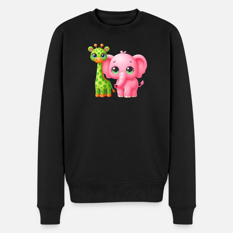 Illustration d’amitié animale mignonne - Pull Premium bio Homme - noir