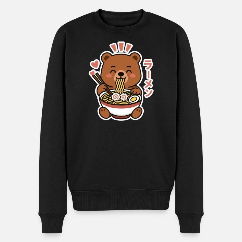 Ramen Noodle Bear - Männer Premium Bio Pullover - Schwarz